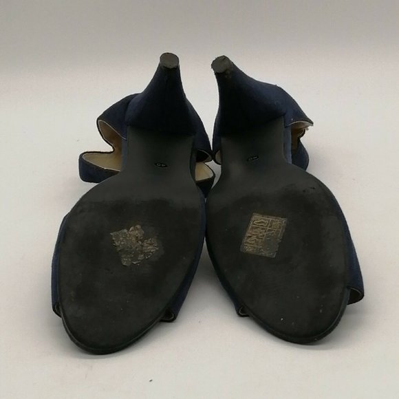 Gatuxus Womens Kitten Heel Peep Toe T-Strap‎ Pump Cushioned Navy Blue EUR 40 - Picture 4 of 9